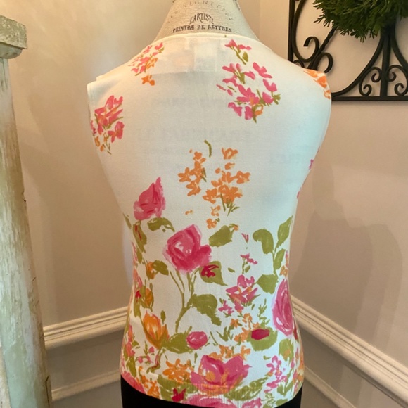 Talbots Petite Women's Twin Sweater Set Size PS Tank & Cardigan Floral NWT - Picture 6 of 9